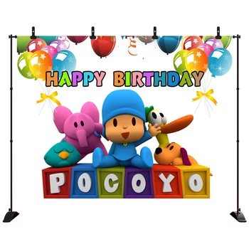 

Photography Backdrop Cartoon Pocoyo Birthday Party Background Colorful Balloon Photo Studio Backdrop Photocall Photo Prop