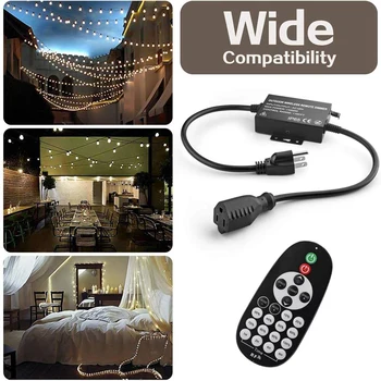 

1000W Wireless RF Switch 100FT Range Max /IP65 Waterproof/Dimming for LED String Lights with 8 Brightness Mode Memory Function U
