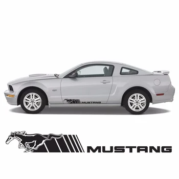 

For 2Pcs Ford Mustang Horse with Lines Rocker Panel Stripes RS005 Car styling