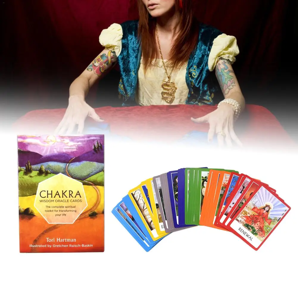 

Chakra Tarot Card Board Game Card Chakra Wisdom Oracle Cards Deck, English Tarot Cards Guidance Divination Fortune Board Game