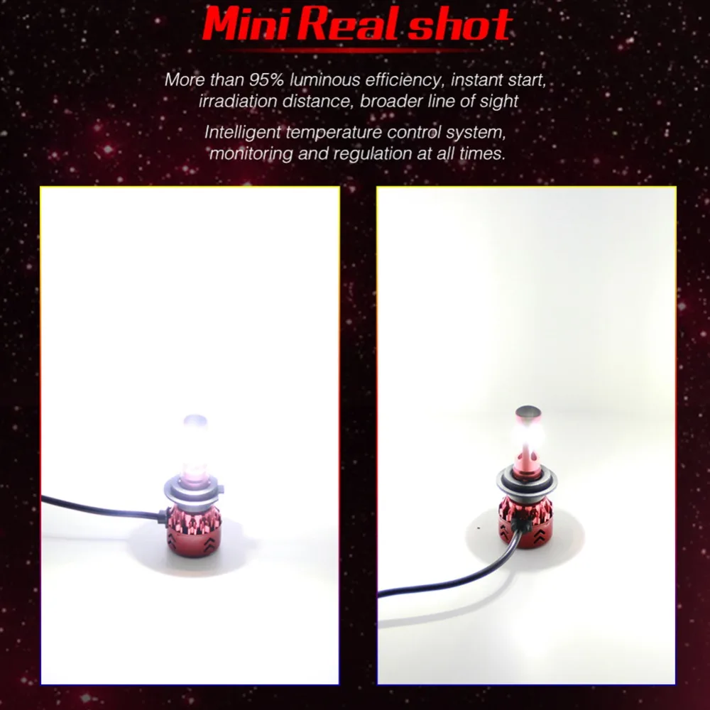 2 шт./компл. Mini7 6000K холодный белый 9600LM 60W светодиодный фары H1/H7/H11/9005-HB3/9006-HB4/H4-H/L