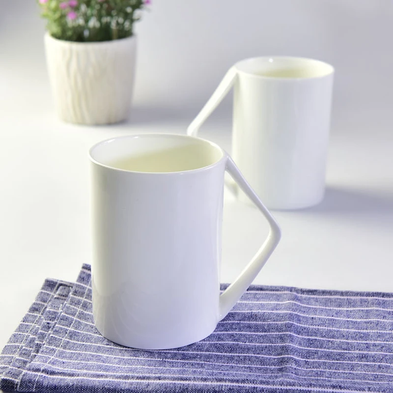 JOUDOO Bone China Ceramic Whie Mug With Gold Line White Exquisite Elegant Drinking Mugs for Coffe MIilk Juice Water Drinks