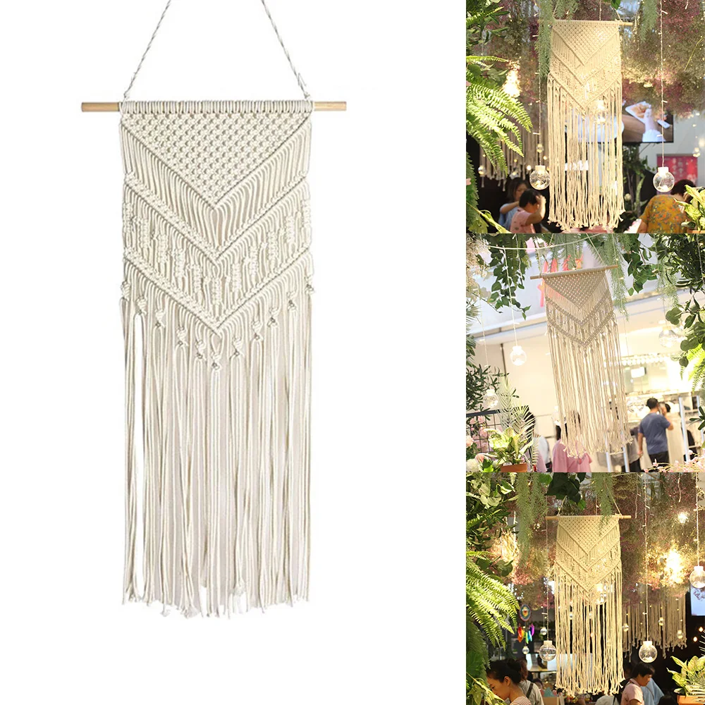 

Macrame Woven Wall Hanging Boho Chic Bohemian Room Hanging Geometric Tapestry Art Beautiful Apartment Dorm Room Decoration