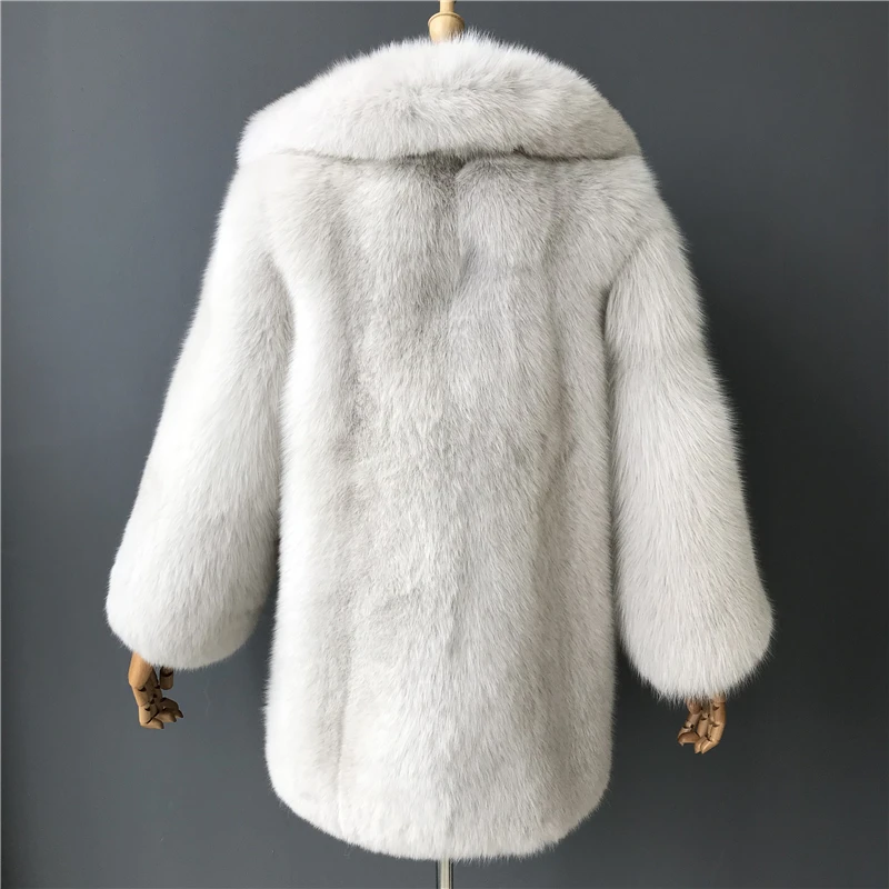 Настоящая шуба женская теплая Роскошная куртка из натурального Лисьего меха отложной воротник пальто с длинными рукавами женская вся кожа натуральный мех пальто