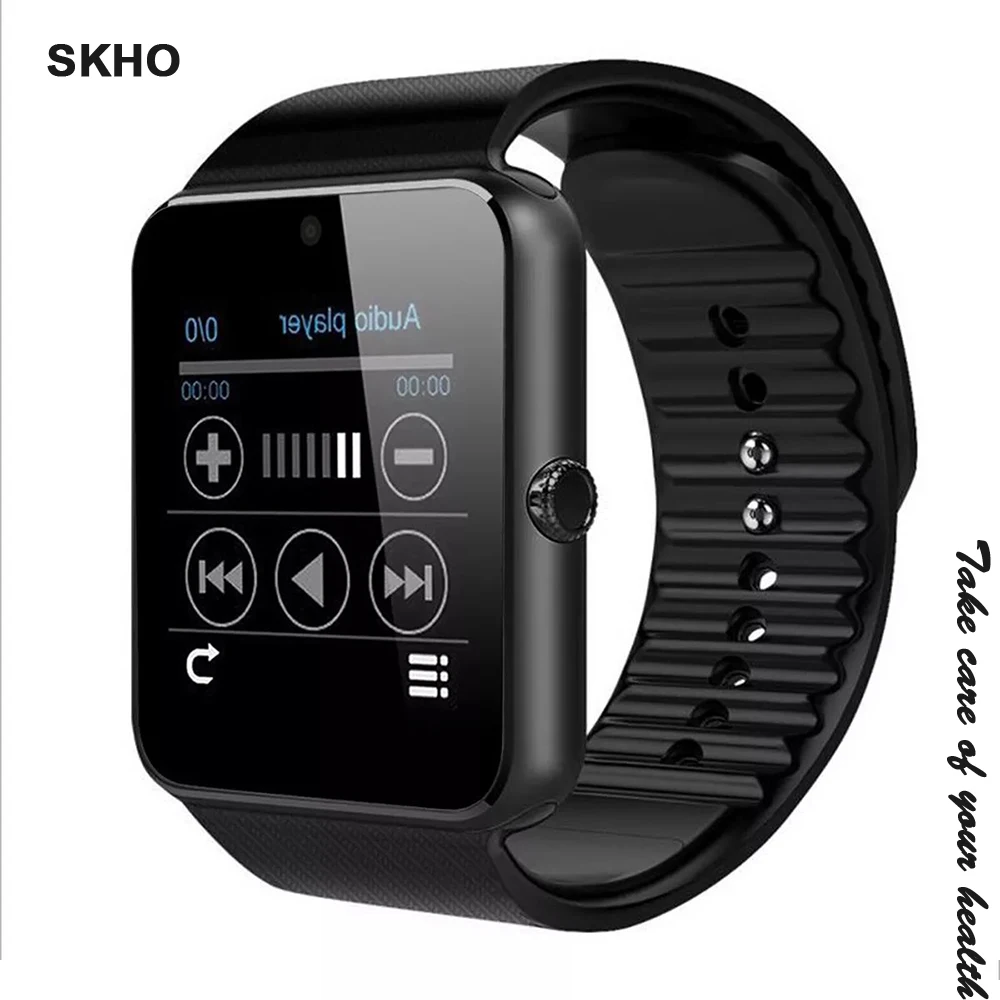 SKHO Смарт-часы GT08 с обновленным серебристым цветом батарея для материнской платы сенсорный экран Bluetooth камера музыка мужские наручные часы