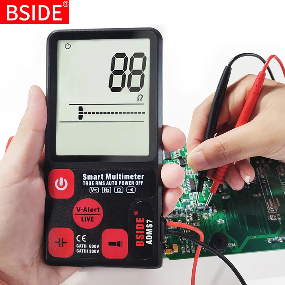 Мини цифровой мультиметр BSIDE ADMS9 S7 тест er Вольтметр Сопротивление NCV