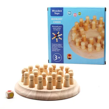 

Kids party game, wooden memory chess set, fun block board game, colorful educational toy with cultivation ability for children