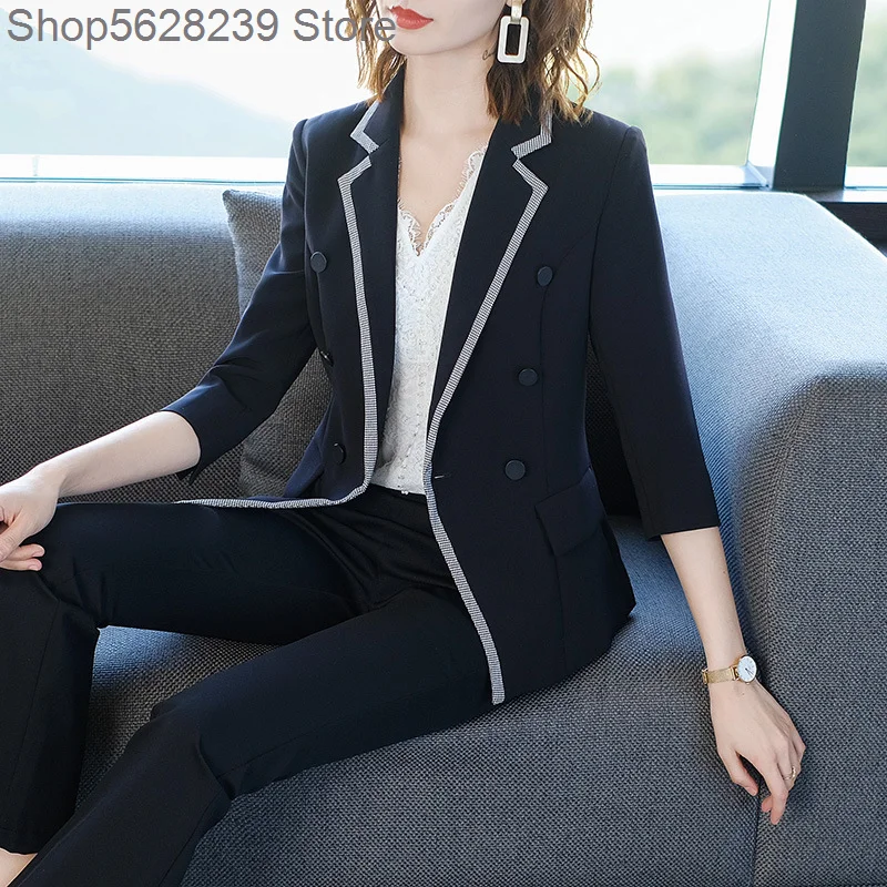 

Black Seven Points Sleeve Small Suit Coat Female 2020 Season Slim Fit Temperament Short Money Suit Chao