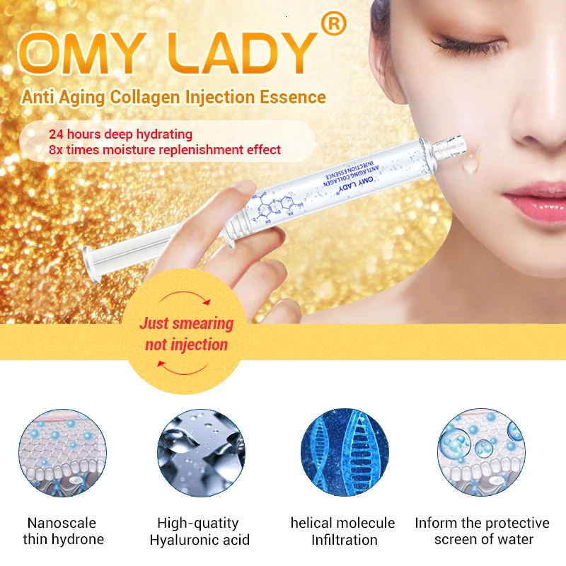 OMY LADY Сыворотка для лица антивозрастной Коллаген увлажняющая эссенция для отбеливания лица сужение пор Гиалуроновая кислота удаление пятен акне кожи