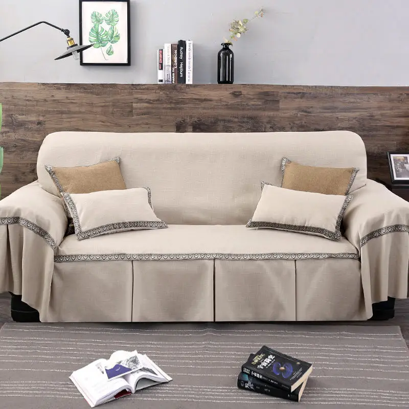 

Japanese Style Cotton Linen Sofa Cover Modern Minimalist Plain Color Fabric Sofa Cover Full Cover Type Sofa Cover Sofa Mat Dustp