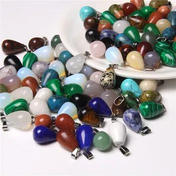 

Wholesale 30pcs/lot Colorful Assorted Mixed Natural Stone Water Drop pendants Charms Fit Necklaces Earrings Jewelry Making