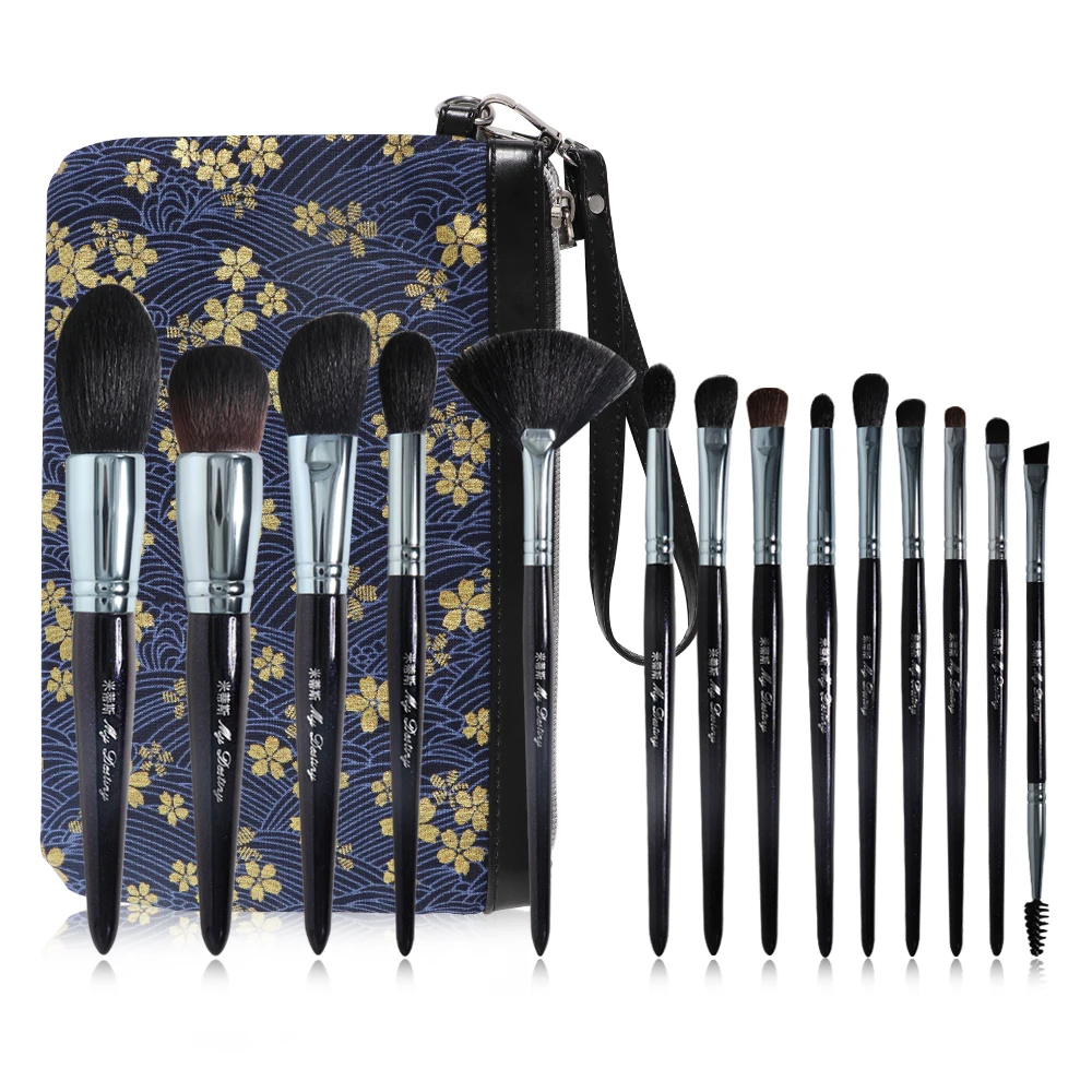 14 шт. набор кистей для макияжа с чехлом из козьей шерсти|brand makeup brush set|makeup setmakeup set