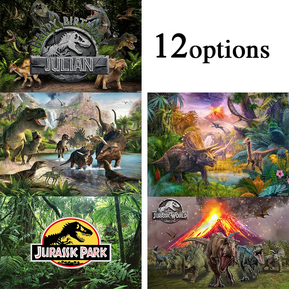 Sensfun Jurassic World Theme Backdrops Customized Kids Name Photo Background Dinosaur Birthday Banner Photography Studio Props |
