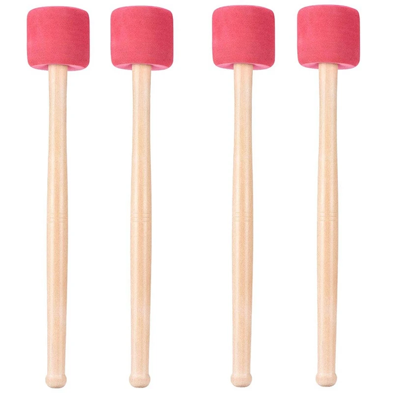 

4 Pack Bass Drum Mallets Sticks Percussion Mallets with Foam Head and White Oak Wood Handle for Marching Band