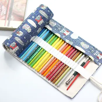 

Men And Women Colored Pencil Case Large Pencil Curtain Fabric Handmade Pencil Case 36/48/72 Color Canvas Pen Curtain DC443