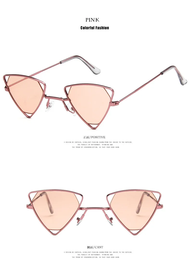 Винтажный панк Zonnebril Vrouwen Driehoek Oculos Nieuwe Bril Opengewerkte металлическая рамка режим Zonnebril UV400