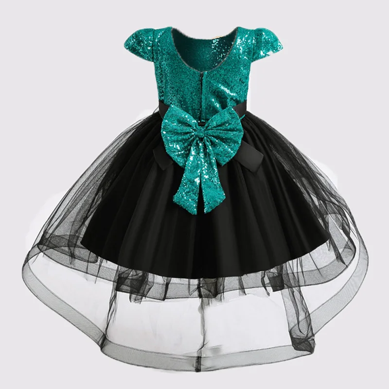 Рождество новое платье с пайетками для детей, нарядное платье для маленьких девочек платье принцессы для детей, пасхальные, карнавальный костюм для детей 2, 3, 4, 5, 6 лет - Цвет: Green