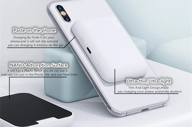 Портативное зарядное устройство 5 Вт Qi Беспроводное для iPhone X Xs MAX XR 8 plus быстрая