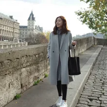 Шерстяное пальто высокого качества зимнее кашемировое шерстяное пальто женское корейское стильное тонкое шерстяное длинное кашемировое пальто размера плюс 2XL