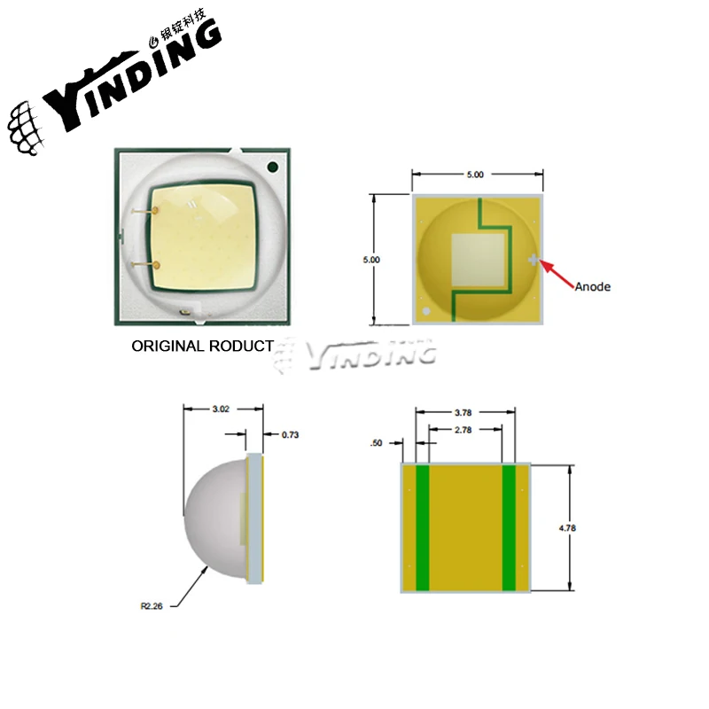 1pcs  XLamp XML2 light beads Warm White 10W high Power LED 5050 T6 U2 U3 DIY torch light source with car headlights