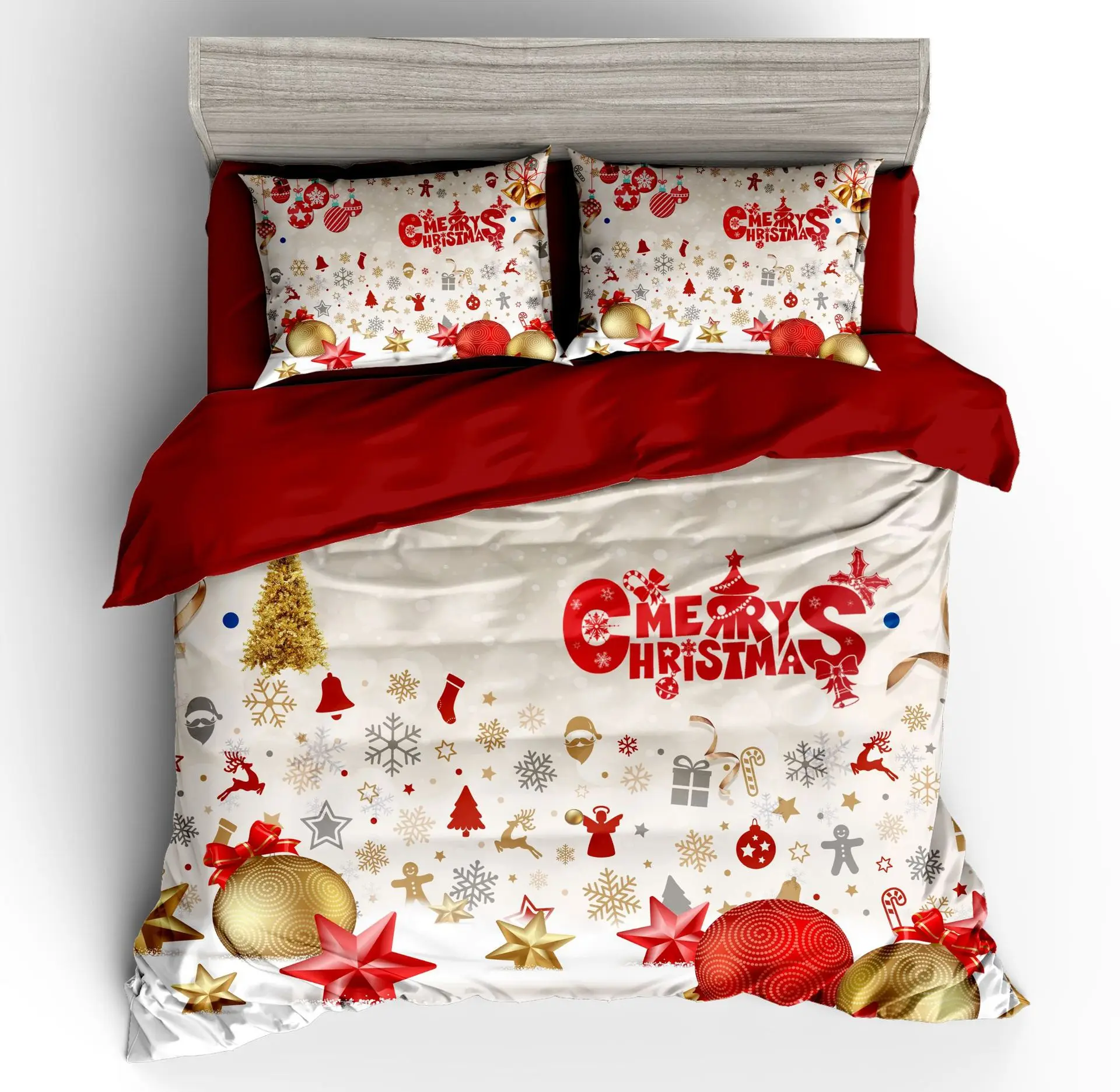 style2 3D Merry Christmas серия детских постельных принадлежностей, пододеяльник, наволочки, новогодний Санта Клаус, Рождественский снеговик - Цвет: style2
