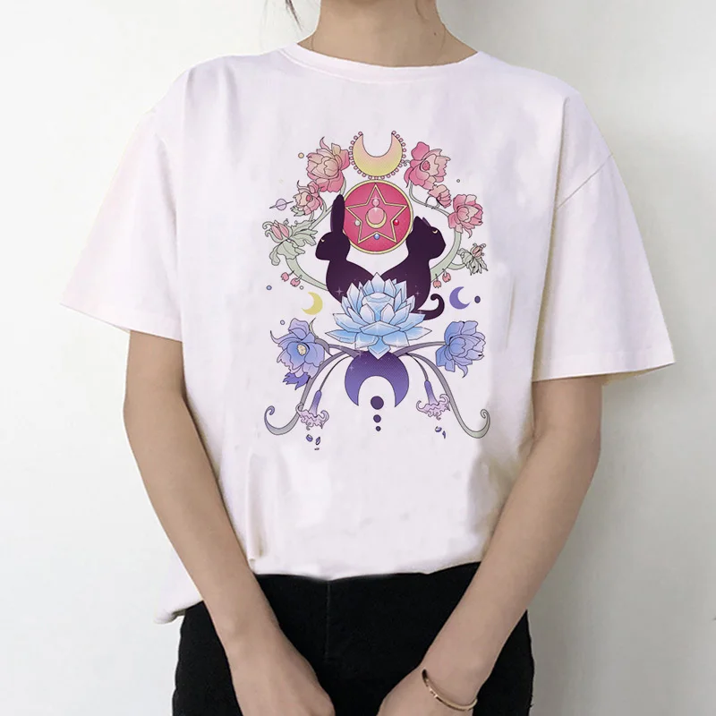 Sailor Moon 90s забавная футболка кофта с капюшоном футболка Эстетическая кошка аниме Женская Милая футболка Kawaii тройники мода Ullzang