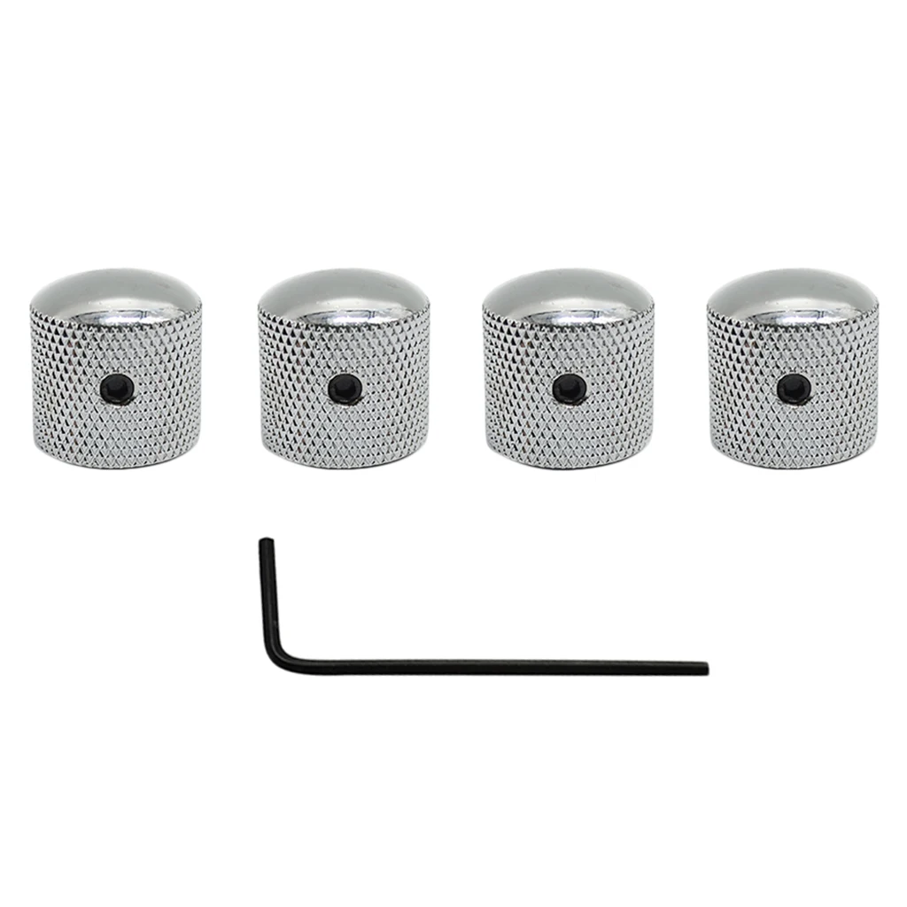 4Pcs Metal Pot Tone Volume Knob Control Button Push with Wrench for Guitar Bass Parts