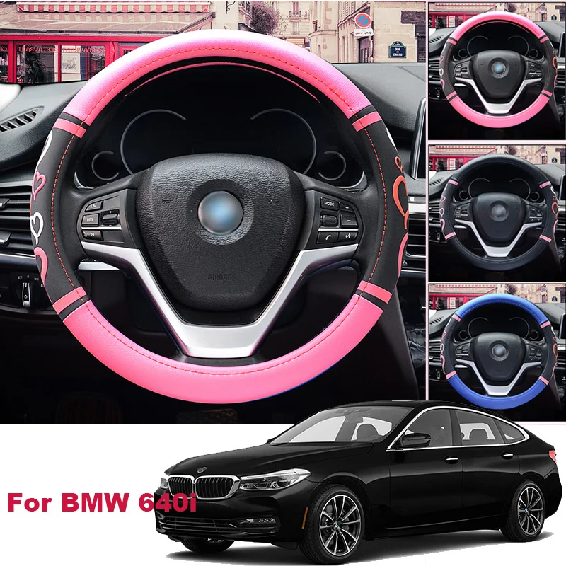 

For BMW 640i Non-slip Car Steering Wheel Cover PU Leather 38CM Size M Size Lovey Sweetheart steering wheel cover