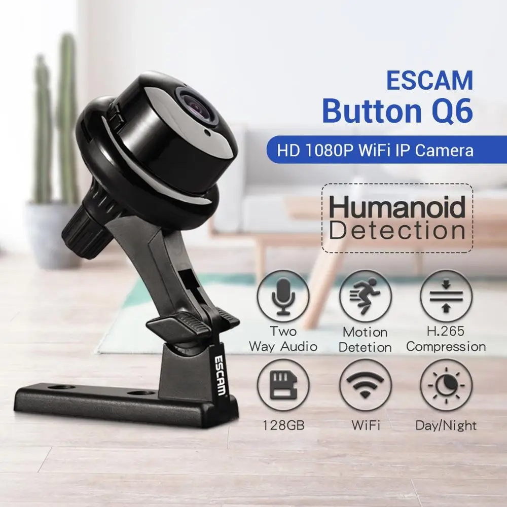 IP-камера ESCAM Q6, 2 МП, 1080P, Wi-Fi, ИК, ночное видение