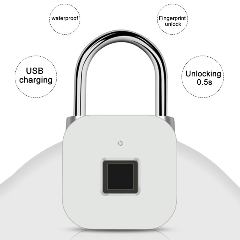 USB смарт-замок отпечатков пальцев перезаряжаемый без ключа IP66 водонепроницаемый магазин до 39 отпечатков пальцев для шкафчика, двери, багажа, рюкзака