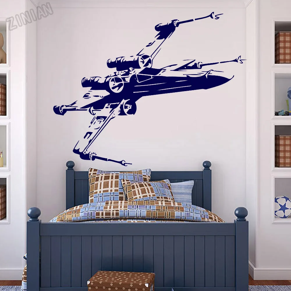 X-Wing Fighter Wall Decal Spaceship Vinyl Sticker Art Decor Mural Removable Teen Bedroom Wall Decals Decoration Y221 wall stickers self adhesive stickers vinyl stickers self adhesive wall stickers vinyl wall stickers
