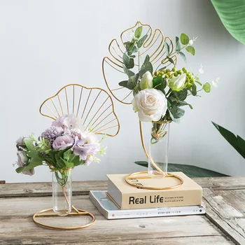 

Water culture flowerpot creative lazy man Nordic Green Rose glass test tube flower vase ins wind home furnishing
