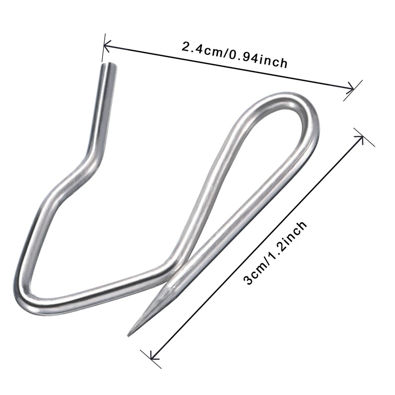 100 упаковка металлические крючки для штор драпировки крючки булавки с прозрачной коробкой для оконных занавесок, дверных занавесок и душевой занавески