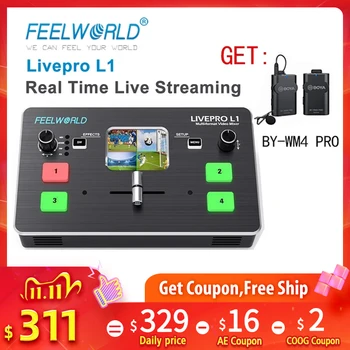

FEELWORLD LIVEPRO L1 Multi-format Video Switcher Mixer 4 x HDMI inputs multi camera real time live streaming VS Blackmagic Atem