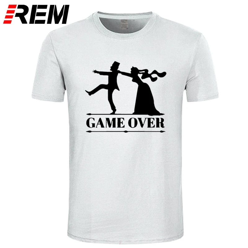 Забавная Мужская футболка с коротким рукавом и надписью REM game over bride|t shirt funny|funny