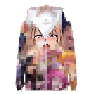 3D Ahegao толстовка с капюшоном для мужчин wo для мужчин застенчивая девушка лицо толстовки уличная одежда с мотивами из аниме Harajuku негабаритных куртка на молнии Одежда - Цвет: zipper hoodie2