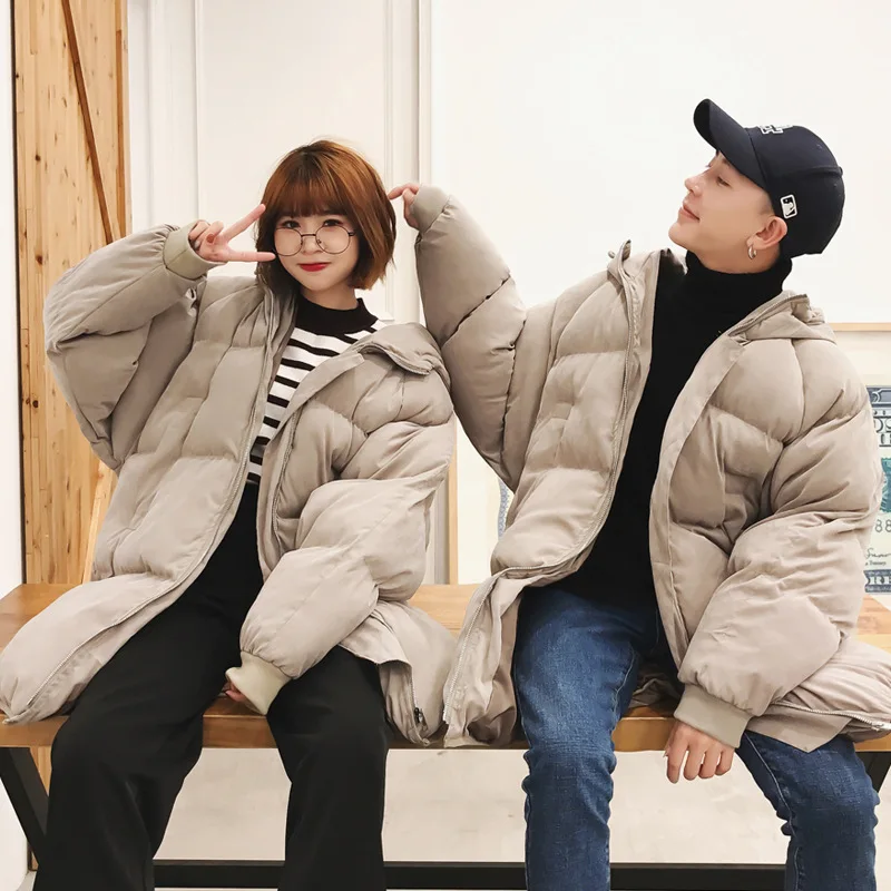 Мужское пальто, зимнее Хлопковое платье, мужской корейский стиль, свободный крой, BF пуховик, толстое хлопковое пальто, Мужская зимняя трендовая хлопковая одежда