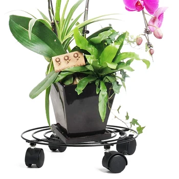 

3Pcs Universal Wheel Mobile Flower Stand, Wrought Iron Flower Stand, Floor-Mounted Torus Flower Pot Base with Brake