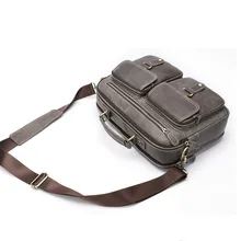 Серая мужская кожаная сумка для ноутбука 1", деловые роскошные сумки, портфели, сумки через плечо, мужские сумки из натуральной кожи для работы, мужские сумки