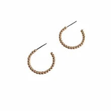 Повседневные золотые или родиевый цвет металлический шар форма серьги-кольца для женщин простые базовые ювелирные изделия