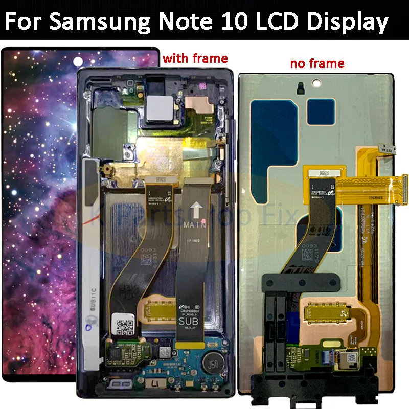 Для Samsung Galaxy Note 10 Lcd N970F N9700 с рамкой дисплей сенсорный экран дигитайзер для note10 + LCD