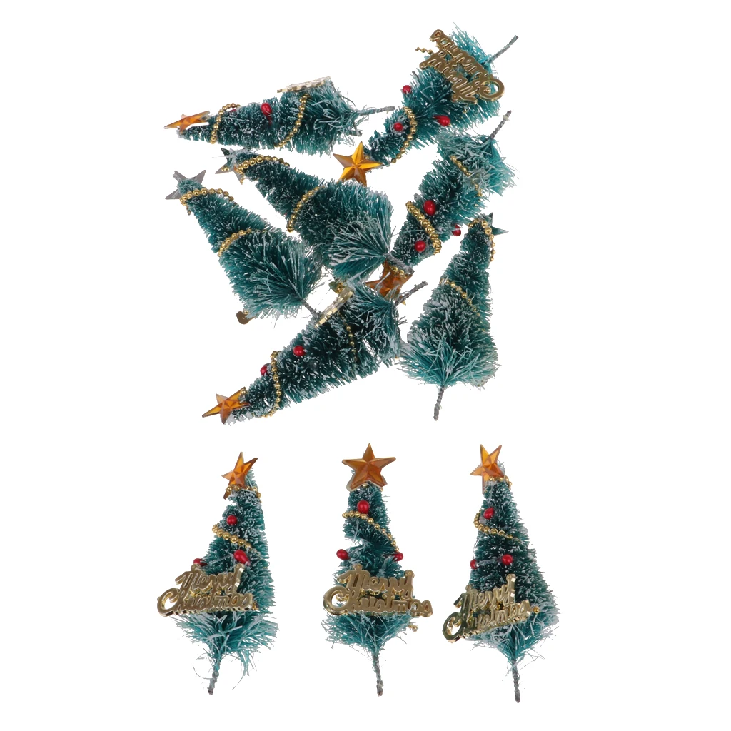10 Pieces 6.5cm Christmas Tree Doll Toy Dollhouse Miniature Room Items Xmas Ornaments Accessories