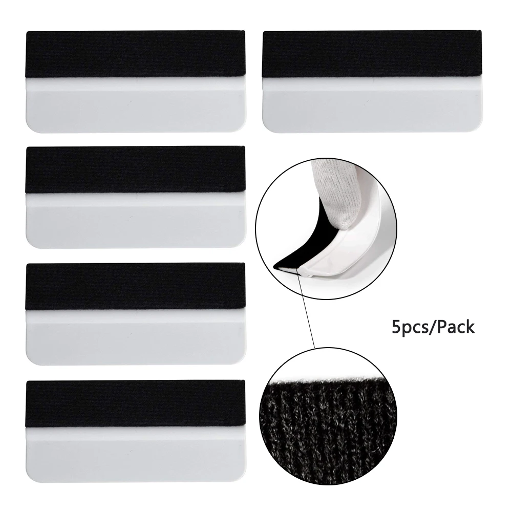 

EHDIS 5pcs Carbon Fiber Vinyl Soft Scraper Window Glass Tint Fabric Felt Squeegee Car Wrapping Film Sticker Remove Cleaning Tool