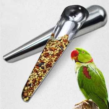 

1Pcs Small Pet Bird Cage Stainless Steel Feeder Parrot Feeder Spoon Food Water Deliver Scoop Leaker Thicken Stainless Steel