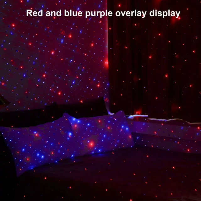 5V USB LED Starry Sky Night Light Powered Galaxy Star Projector Romantic Lamp for Car Roof Home Room Ceiling Decor Plug & Play 6