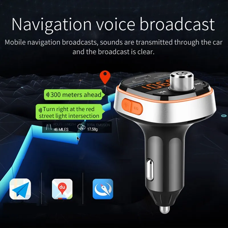 Автомобильное FM 3.0A быстрое USB зарядное устройство Bluetooth автомобильный комплект fm-передатчик модулятор аудио Музыка Mp3 плеер Телефон беспроводной громкой связи Carkit