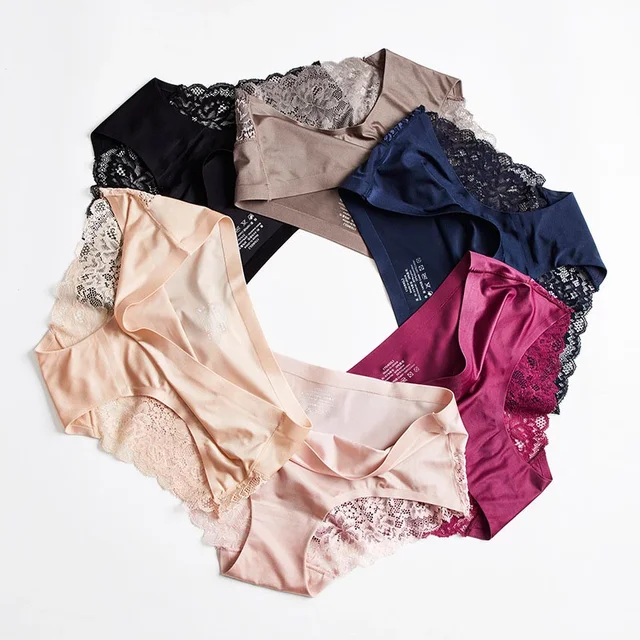 TrowBridge Satin Silk Women's Panties Sexy Seamless Underwear Sweet Girls  Lace Lingerie Cozy Breathable Briefs Health Underpants - AliExpress