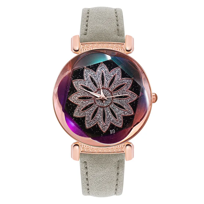 Роскошные женские часы с сетчатой магнитной пряжкой звездное небо креативные цветы цветной циферблат Дамская Мода Подарки деловые изящные часы - Цвет: G
