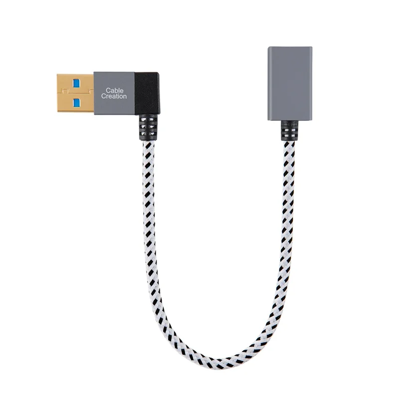 Короткий Удлинительный Кабель USB 3,0, прямоугольный удлинитель USB 3,0 «Папа-мама», совместимые флеш-накопители, клавиатура, сканеры