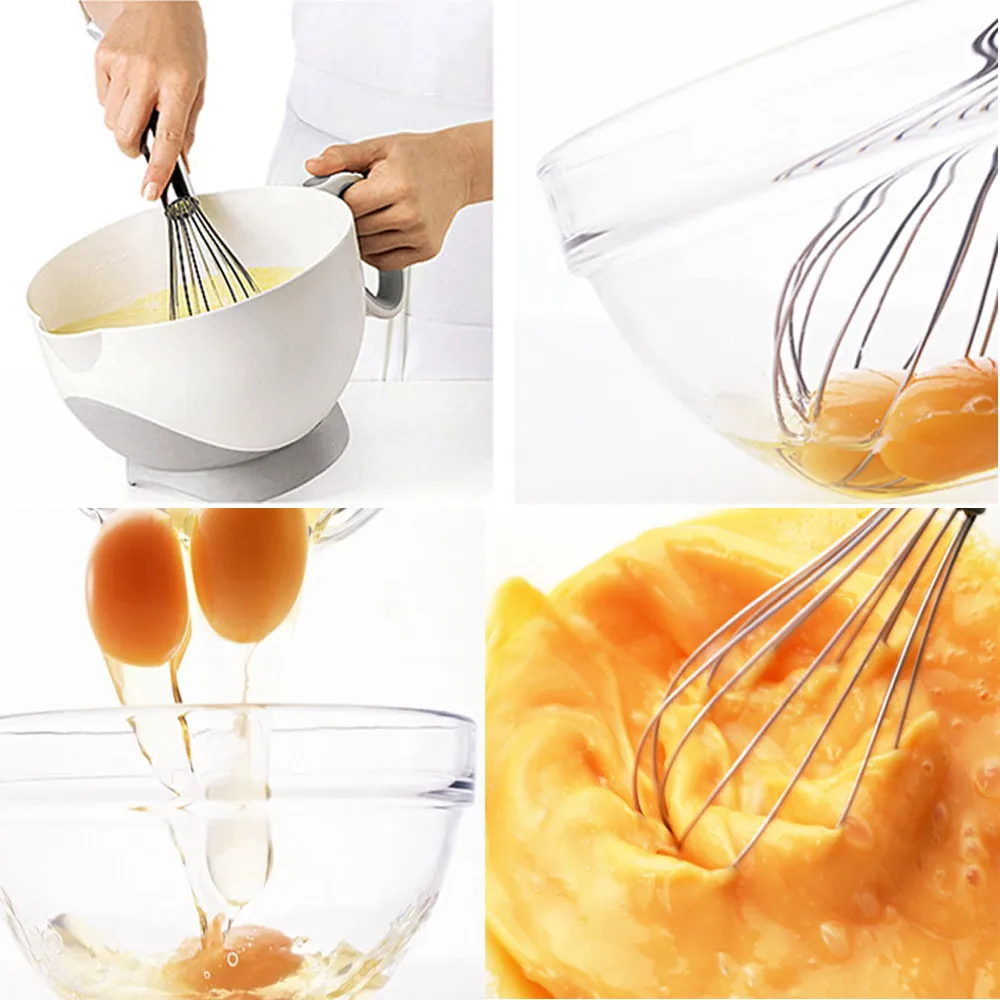 

Stainless Steel Balloon Wire Whisk Manual Egg Beater Mixer Kitchen Baking Utensil Milk Cream Butter Whisk Mixer Hand Whisk L*5